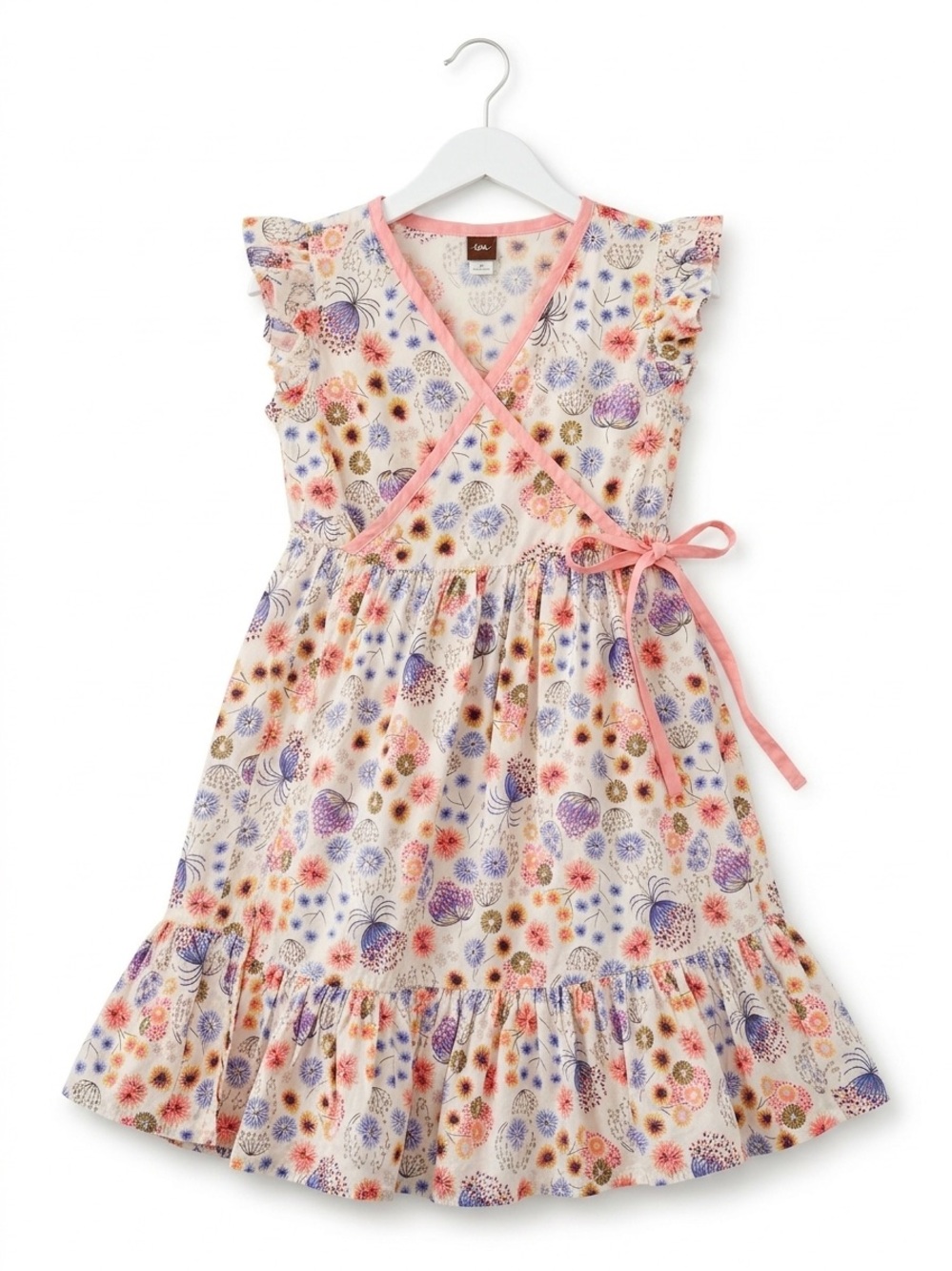 Tea Collection Floral Ruffle Faux Wrap Twirl Dress Girls 7 Boho Cottagecore